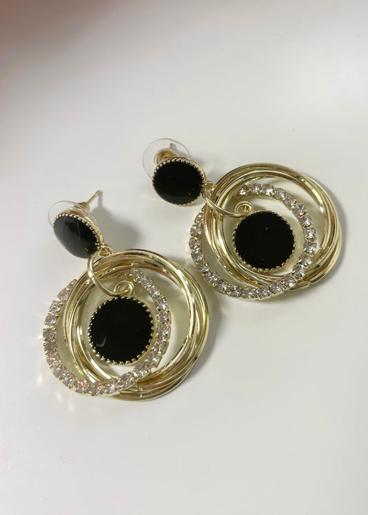 Black & Gold Circle Earrings