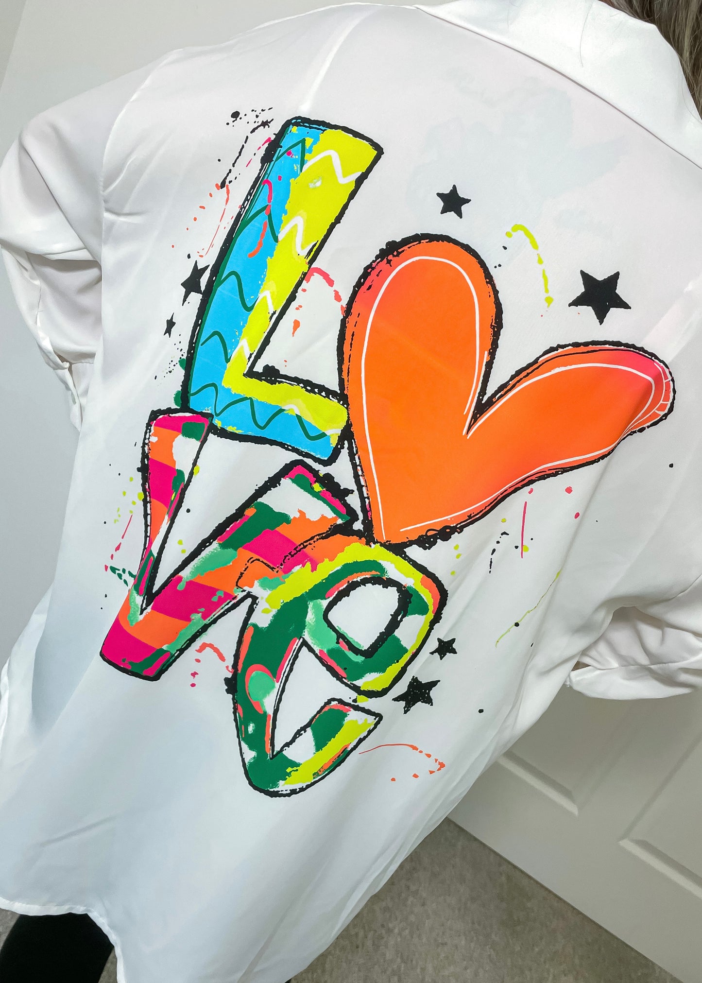 Zoey Graffiti Print Oversized Shirt